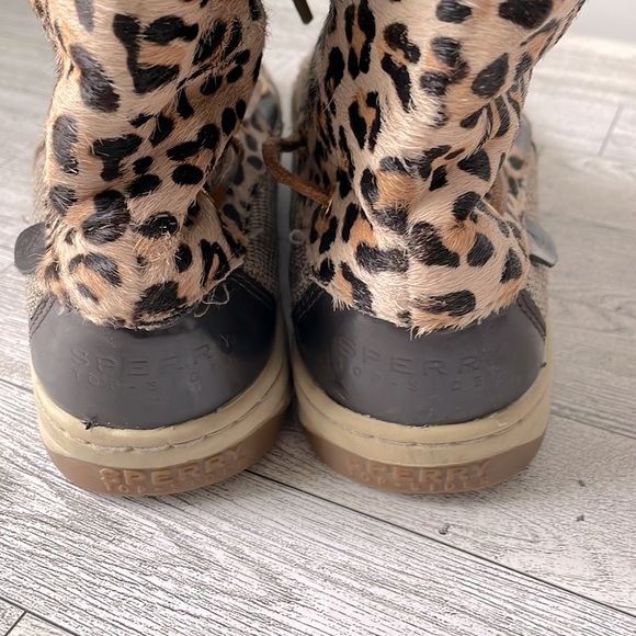 Sperry Topsider Hikerfish Linen Leopard Boots GUC - Picture 6 of 16